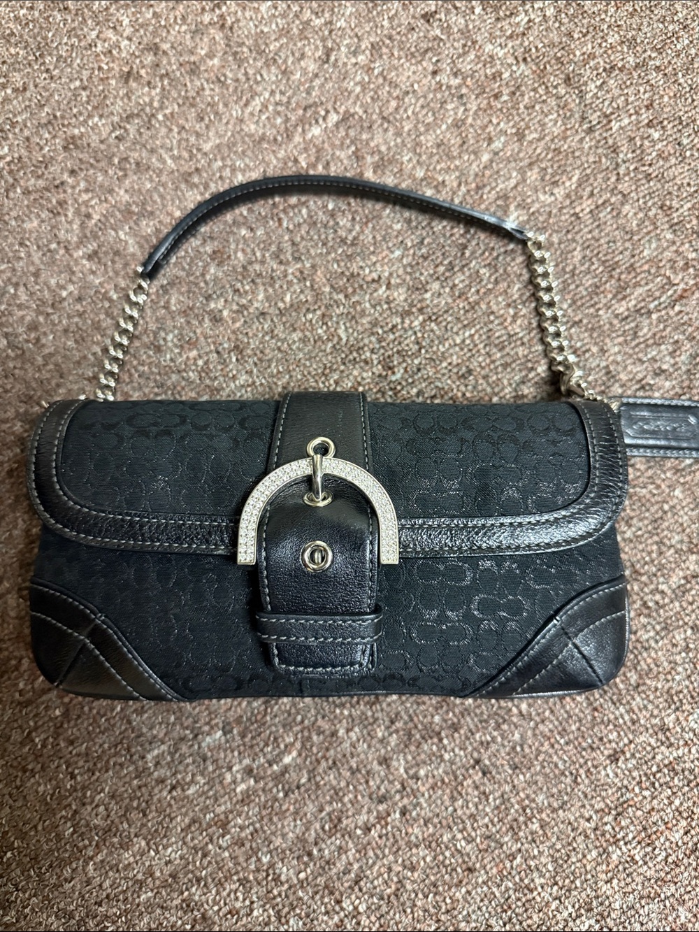 Vintage Y2K Coach Soho Madison signature satin crystal convertible flap clutch